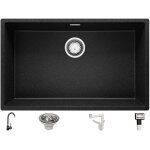 Evier sous plan 76x47cm, evier en granit 1 bac + robinet 32x20cm + kit de vidage, Évier au meuble 80cm ... Evier sous plan 76x47cm, evier en granit 1 bac + robinet 32x20cm + kit de vidage, Évier au meuble 80cm ...