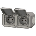 Prise de courant 2x2p + t horizontale plexo complet saillie gris legrand 069768l