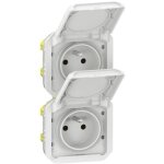 Prise de courant 2x2p + t verticale plexo composable blanc (069643l)