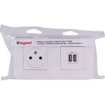 Legrand - prise de courant + chargeur 2 usb complet avec plaque et cadre saillie - blanc