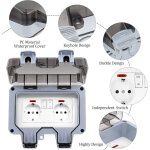 Prise exterieure etanche ip66 double prise de courant et volet de protection multiprise electrique murale ...