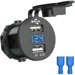Prise femelle de voiture usb de 12v chargeur de voiture de 5v chargeur etanche de 4. 2a de usb kfz double ...