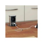 Prise plan de travail sutton - bloc 1 prise r�tractable + 2 usb - a inox bross�