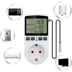 Prise thermostat regulateur de temperature numerique 220v chauffage refroidissement avec sonde, lcd prise ...