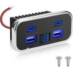 Prise usb rv 62w, double ports usb - a et double ports type - c, panneau de prise avec voltm�tre pour ...