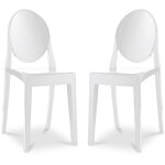Privatefloor - lot de 2 chaises de salle  manger transparentes - victoria queen blanc