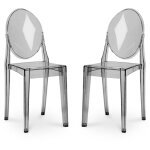 Privatefloor - lot de 2 chaises de salle � manger transparentes - victoria queen gris transparent