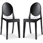 Privatefloor - lot de 2 chaises de salle à manger transparentes - victoria queen noir Privatefloor - lot de 2 chaises de salle à manger transparentes - victoria queen noir