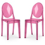 Privatefloor - lot de 2 chaises de salle  manger transparentes - victoria queen rose transparent
