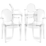 Privatefloor - lot de 4 chaises de salle  manger - transparentes - design avec accoudoirs - louis xiv ...