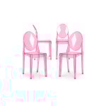 Privatefloor - lot de 4 chaises de salle  manger transparentes - victoria queen rose transparent