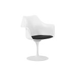 Privatefloor - chaise de salle  manger avec accoudoirs - chaise pivotante blanche - tulipan noir