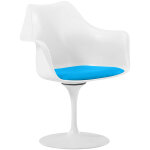 Privatefloor - chaise de salle � manger avec accoudoirs - chaise pivotante blanche - tulipan turquoise ...