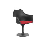 Privatefloor - chaise de salle  manger avec accoudoirs - chaise pivotante noire - tulipan rouge