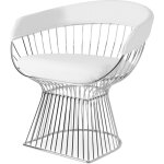 Privatefloor - chaise de salle  manger avec accoudoirs - simili cuir et mtal - barrel blanc