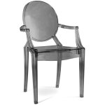 Privatefloor - chaise de salle  manger transparente - design avec accoudoirs - louis xiv gris transparent ...
