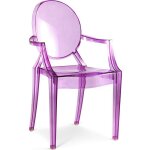 Privatefloor - chaise de salle  manger transparente - design avec accoudoirs - louis xiv violet transparent ...