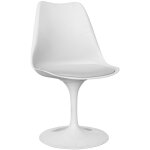 Privatefloor - chaise tulipan blanche avec coussin blanc - faux cuir, mtal, pp - blanc