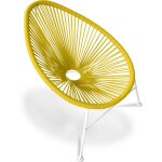 Fauteuil acapulco - pi�tement blanc jaune - acier, rotin synth�tique, metal, plastique