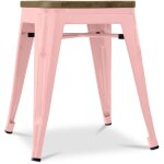 Privatefloor - tabouret design industriel - bois et acier - 45cm - stylix orange ple