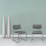 Pro. tec - lot de 4 chaise de bureau chaise de confrence sige similicuir gris 51 cm x 77 cm x 55 cm ...