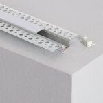 Profil aluminium pour pltre / placo avec capot continu pour ruban led jusqu' 15 mm aluminium 2 m blanc ...