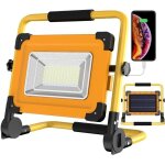 Projecteur chantier led rechargeable solaire 100w, 120 led lampe de travail, 12000mah batterie tanche ...