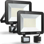 Projecteur led 50w avec d�tecteur de mouvement ? 5000lm 7000k blanc froid ? ip66 �tanche ? installation ...