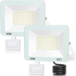 Projecteur led exterieur detecteur de mouvement 50w 5000lm, 2 pi�ces spot led ext�rieur avec detecteur ...