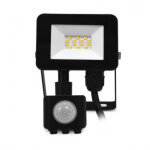 Projecteur led ext�rieur lumos slim ii - 10w + d�tecteur ir miidex lighting blanc - chaud - 3000k - noir ...