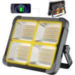 Projecteur led rechargeable 100w, 336 leds, panneau solaire, 4 modes d'�clairage, batterie externe 12000mah, ...