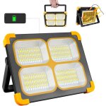 Projecteur led rechargeable, 120w 10000lm lampe chantier, lumire de travail portable avec panneau solaire, ...