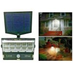 Projecteur lighthouse 50 led avec d�tecteur de mouvement et panneau solaire rechargeable lumi�re blanche ...