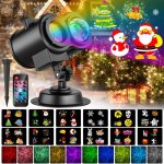 Projecteur noel exterieur int�rieur, projecteur led no�l ext�rieur 2 en 1 avec 12 diapositives 10 couleurs ...
