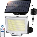 Projecteur solaire ext�rieur 228 led 3000lm avec d�tecteur de mouvement, 3 modes, ip65, lumi�re froide, ...