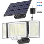 Projecteur solaire ext�rieur 328 led, 3 modes, t�l�commande, d�tection de mouvement, c�ble 5m, pour �clairage ...