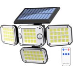 Projecteur solaire ext�rieur avec d�tecteur de mouvement, 296 led 3500lm 7000k, 3 modes, ip65 �tanche, ...