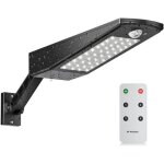 Projecteur solaire extrieur tanche ip65 48 led avec support rglable et tlcommande, dtecteur de ...