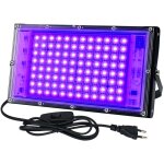 Projecteur violet 100 w avec prise et interrupteur, id�al pour les f�tes, halloween, les affiches fluorescente ...