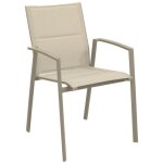 Proloisirs fauteuil empilable - palma - aluminium �poxy cr�me - toile tpep padded chevron