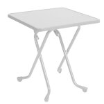 Proloisirs gu�ridon pliant - cola - acier �poxy blanc - plateau m�lamine hydro bois - 68 x 68 cm