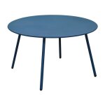 Proloisirs ? table basse de jardin ronde en acier �poxy bleu � 70 cm ? traitement anticorrosion ? hauteur ...