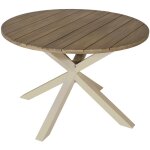 Proloisirs table ronde de jardin en aluminium et acacia fsc ? oriane �112 ? coloris cr�me et acacia