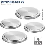 Protection cuisinière électrique, couvre plaque en acier, lot de 4, acier inox, ø16 et 20 cm, mat Protection cuisinière électrique, couvre plaque en acier, lot de 4, acier inox, ø16 et 20 cm, mat