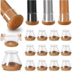 Protections pour pieds de chaise, lot de 16, protections de sol transparentes en silicone avec rev�tement ...