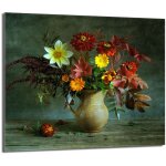 Protection de plaque de cuisson en verre 60x52 fleurs