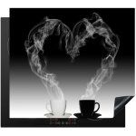 Protection plaque induction caf� - coeur - noir et blanc - tasses protection vitroc�ramique pour cuisiniere ...