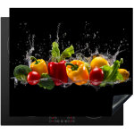 Protection plaque induction piment doux - eau - l�gumes - noir protection vitroc�ramique pour cuisiniere ...