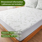 Prot�ge - matelas respirant en fibre de bambou, imperm�able, tissu jacquard, hypoallerg�nique, lavable ...