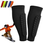 Prot�ge - tibias de ski, noirs, 29 cm de long, 2 tailles m, r�sistants aux chocs, �lastiques, structure ...